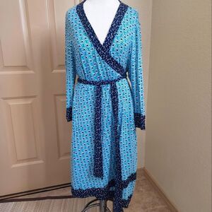 Anthropologie Pinkerton blue wrap dress size L